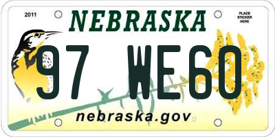 NE license plate 97WE60