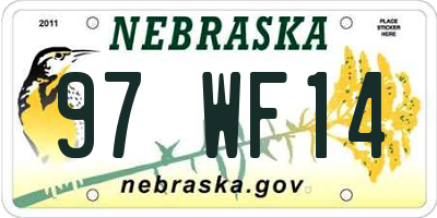 NE license plate 97WF14
