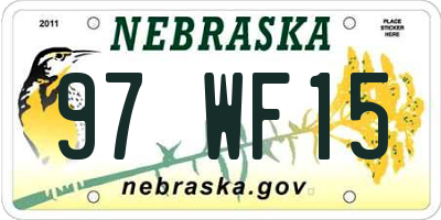 NE license plate 97WF15