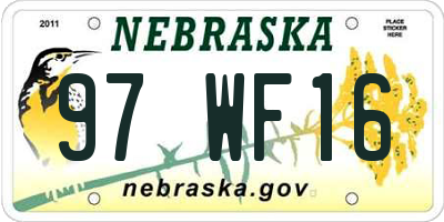 NE license plate 97WF16