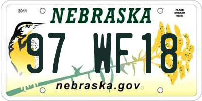 NE license plate 97WF18