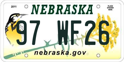 NE license plate 97WF26