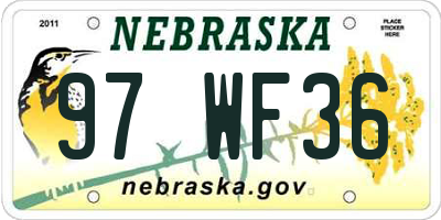 NE license plate 97WF36