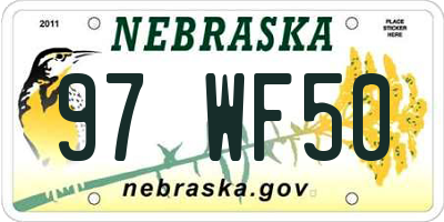 NE license plate 97WF50