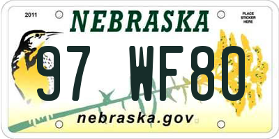 NE license plate 97WF80