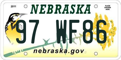 NE license plate 97WF86