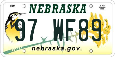 NE license plate 97WF89