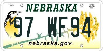 NE license plate 97WF94