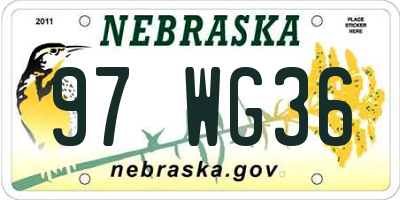 NE license plate 97WG36