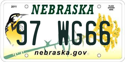 NE license plate 97WG66