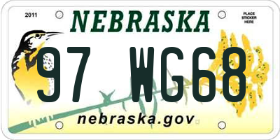 NE license plate 97WG68