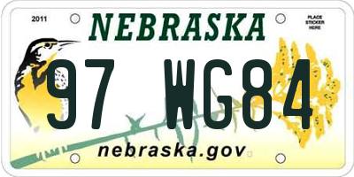 NE license plate 97WG84