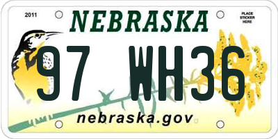 NE license plate 97WH36