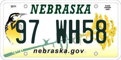 NE license plate 97WH58