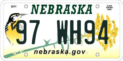 NE license plate 97WH94