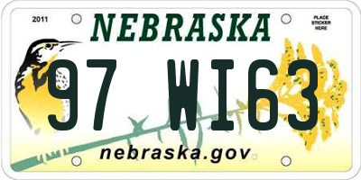 NE license plate 97WI63