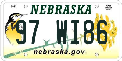 NE license plate 97WI86