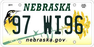 NE license plate 97WI96