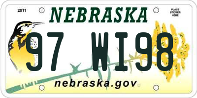 NE license plate 97WI98