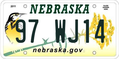 NE license plate 97WJ14