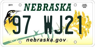 NE license plate 97WJ21