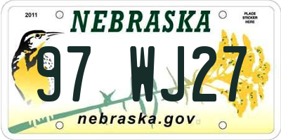 NE license plate 97WJ27