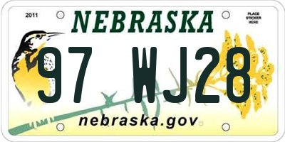 NE license plate 97WJ28
