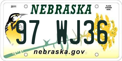 NE license plate 97WJ36