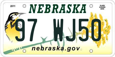 NE license plate 97WJ50