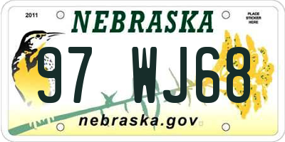 NE license plate 97WJ68