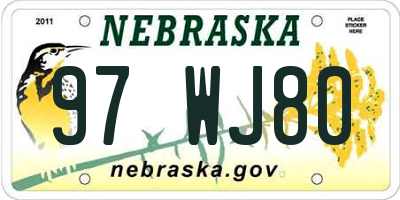 NE license plate 97WJ80