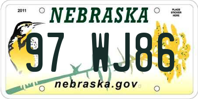 NE license plate 97WJ86