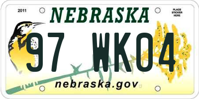 NE license plate 97WK04