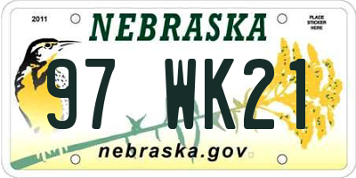 NE license plate 97WK21
