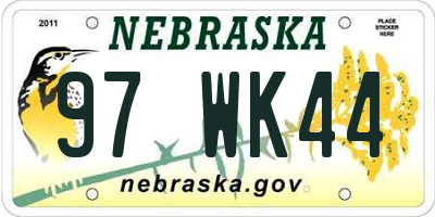NE license plate 97WK44