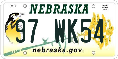 NE license plate 97WK54