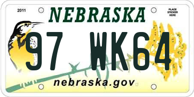 NE license plate 97WK64