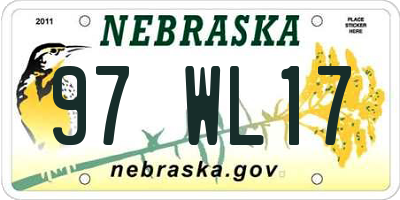 NE license plate 97WL17