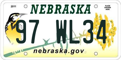 NE license plate 97WL34