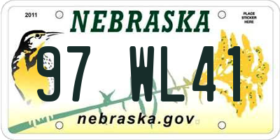 NE license plate 97WL41