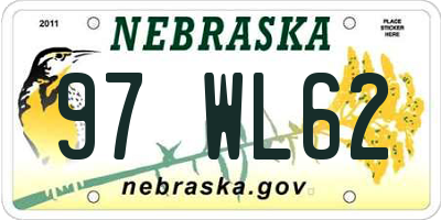 NE license plate 97WL62