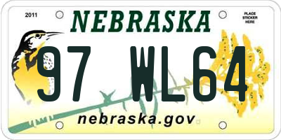 NE license plate 97WL64