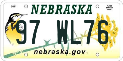 NE license plate 97WL76