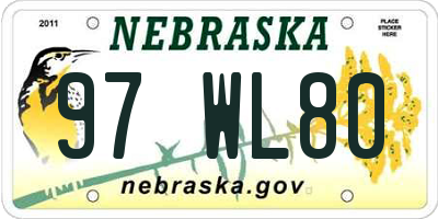 NE license plate 97WL80