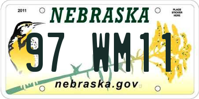 NE license plate 97WM11