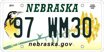 NE license plate 97WM30