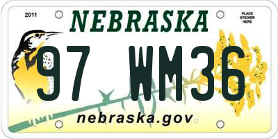 NE license plate 97WM36