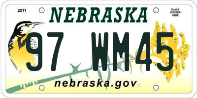 NE license plate 97WM45