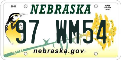 NE license plate 97WM54