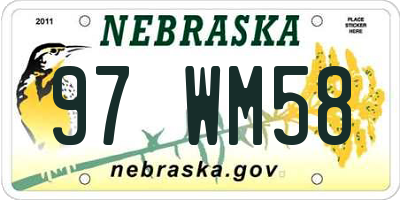 NE license plate 97WM58